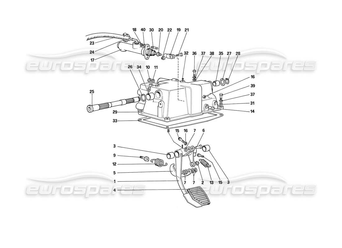 ferrari mondial 3.2 qv (1987) diagrama de piezas del control de liberación del embrague (para automóviles con sistema antideslizante)