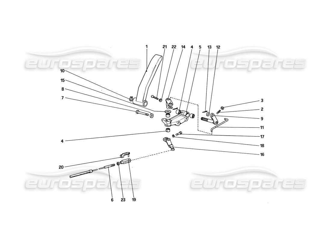 ferrari 328 (1988) diagrama de piezas del control del acelerador (variantes para la versión rhd)
