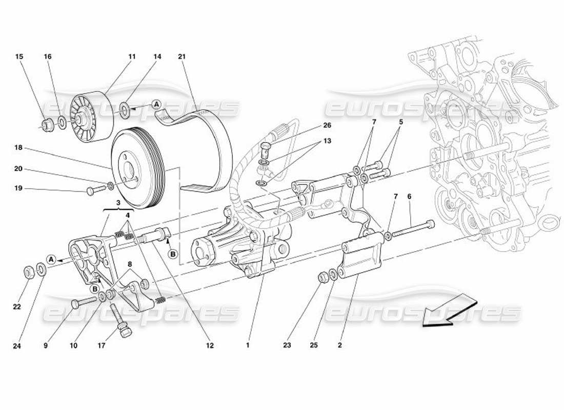 ferrari 575 superamerica diagrama de piezas de las bombas de dirección hidráulica