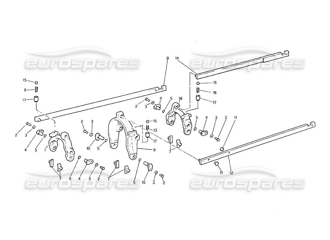 maserati biturbo 2.5 (1984) transmisión: diagrama de piezas de controles interiores
