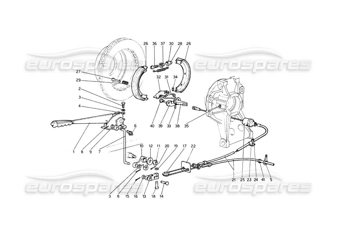 ferrari 512 bb diagrama de piezas de control de freno manual