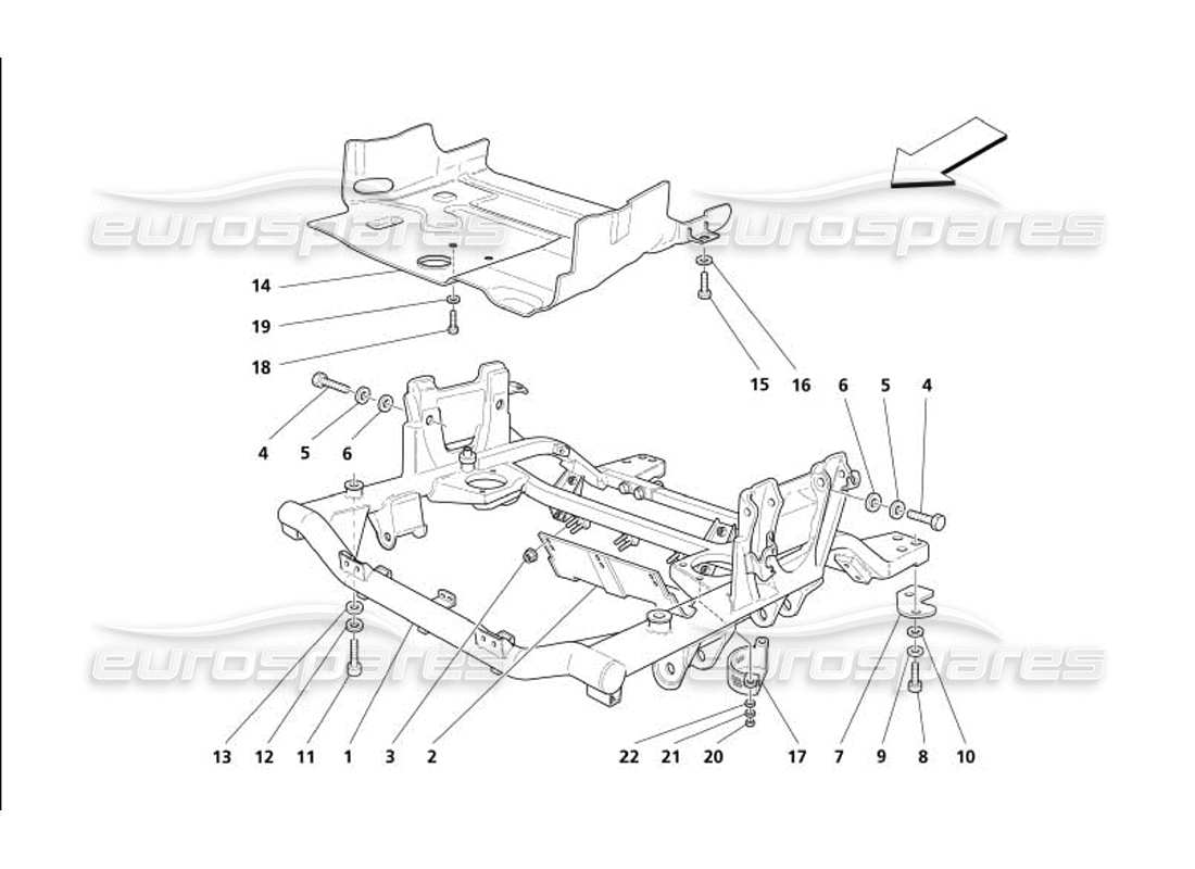 maserati 4200 gransport (2005) diagrama de piezas de los protectores delanteros debajo del marco y debajo del motor