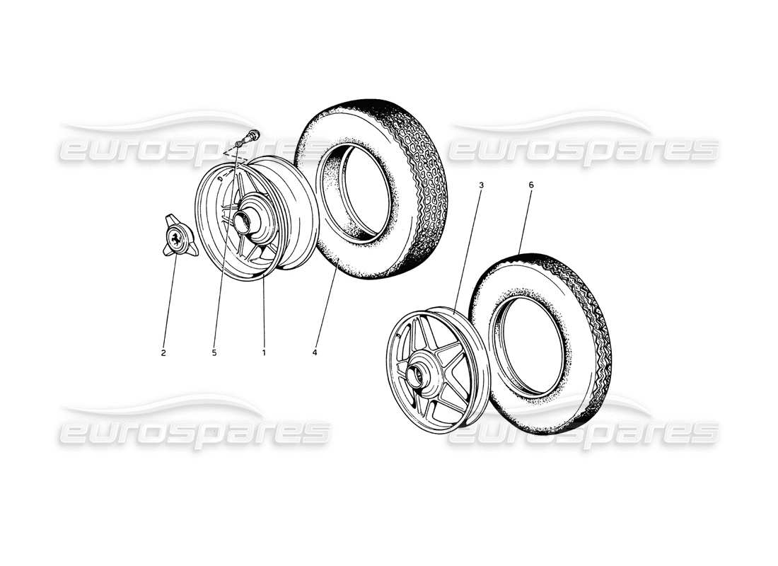 ferrari 365 gt4 berlinetta boxer diagrama de piezas de ruedas