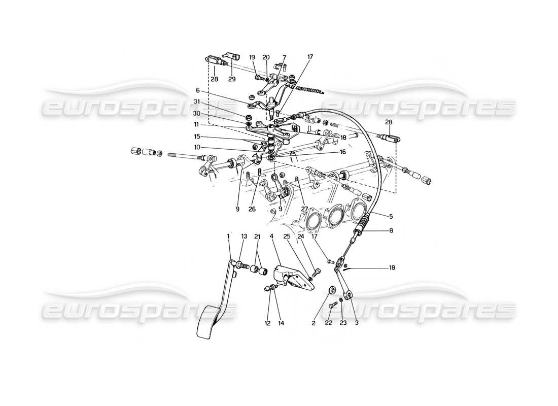 ferrari 400 gt (mechanical) diagrama de piezas del control del acelerador (variantes para la versión rhd)