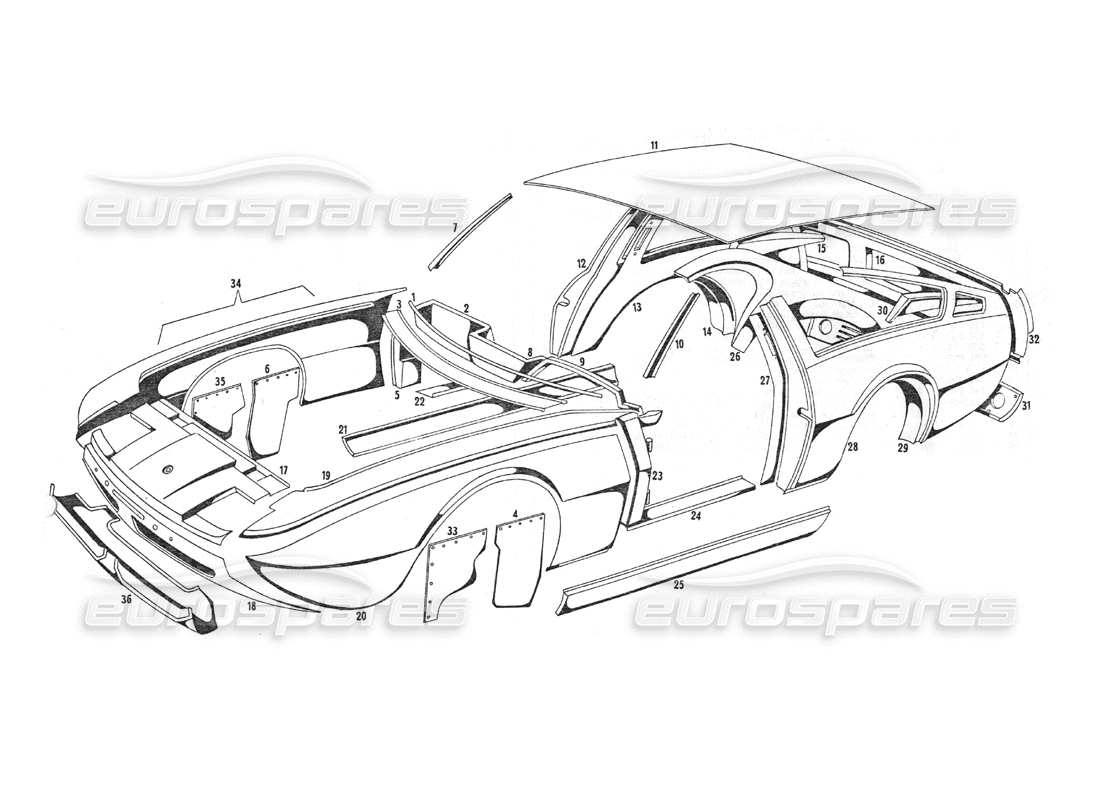 maserati indy 4.2 carrocería diagrama de piezas