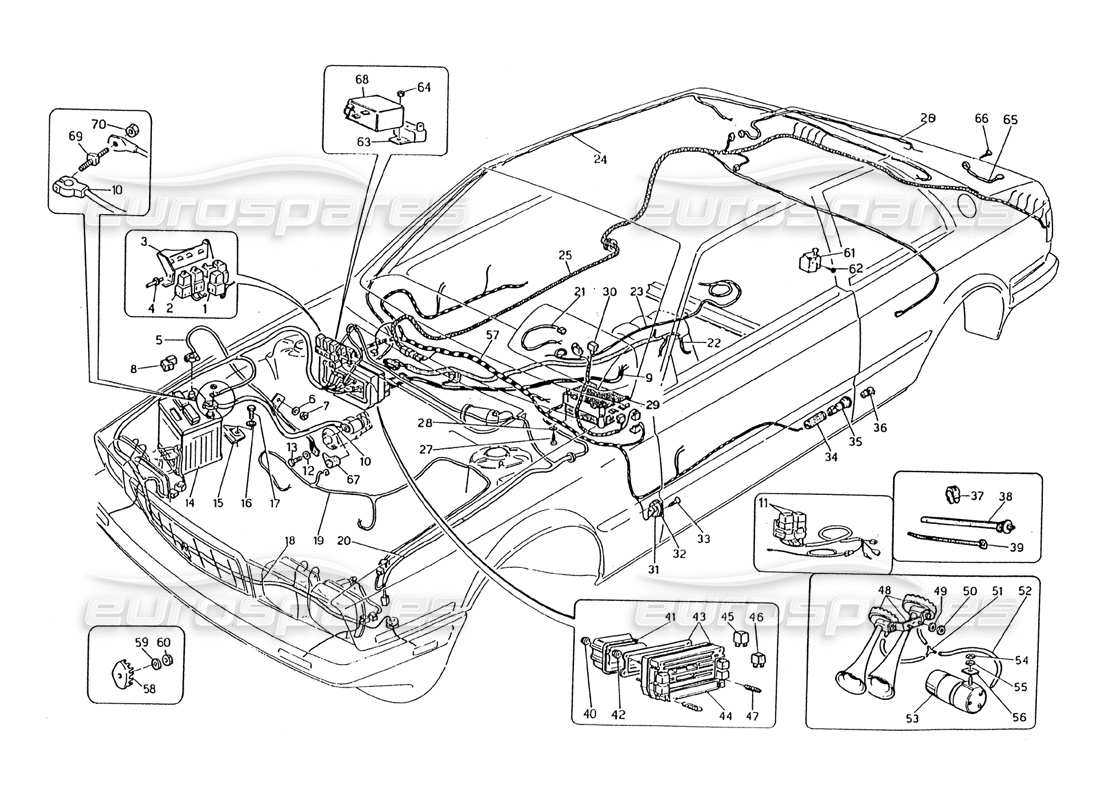 maserati 2.24v arnés de cableado y componentes eléctricos diagrama de piezas