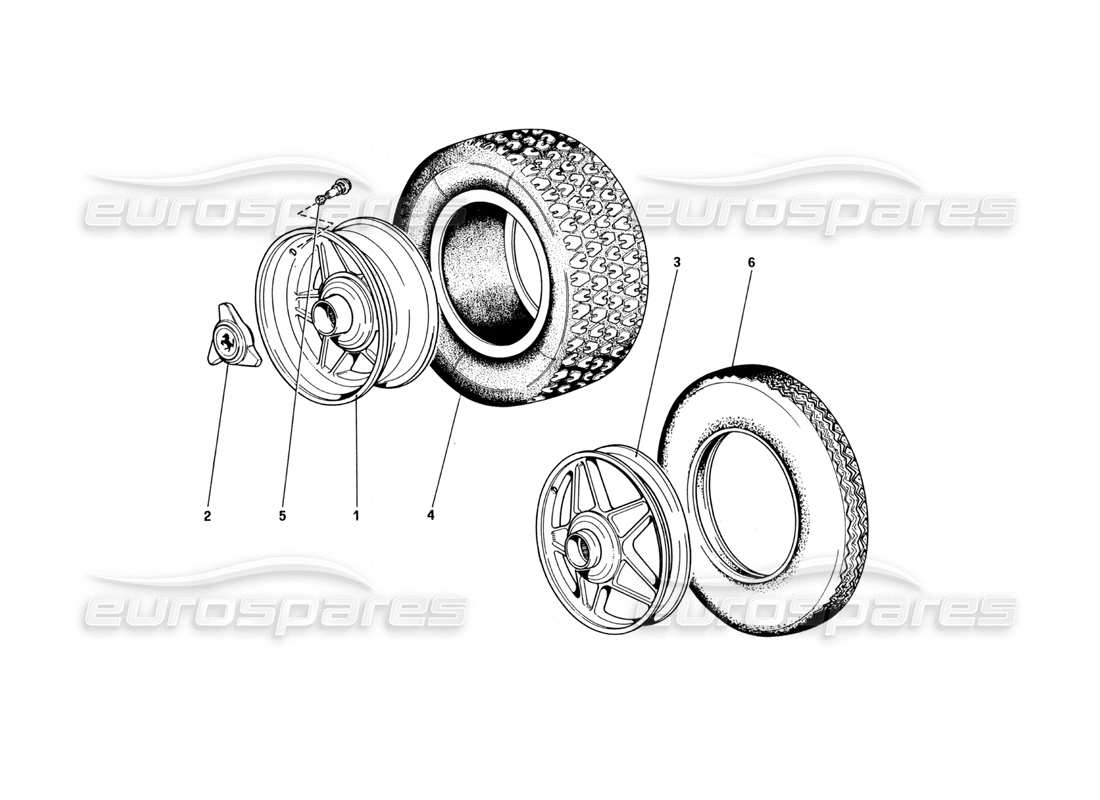 ferrari 512 bbi diagrama de piezas de ruedas