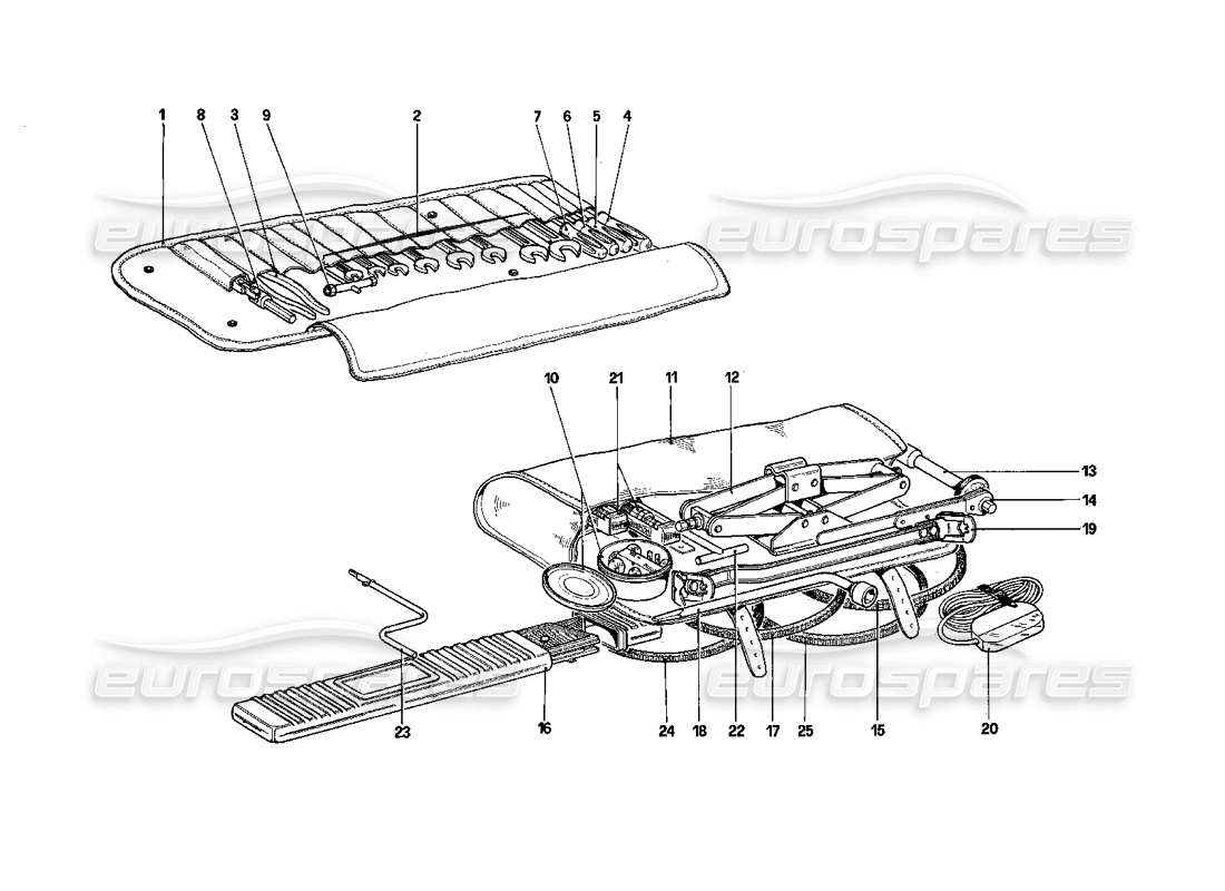 ferrari mondial 3.0 qv (1984) kit de herramientas diagrama de piezas