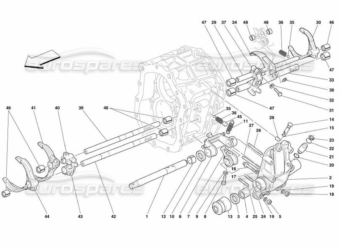 ferrari 575 superamerica controles internos de la caja de cambios: no para f1- diagrama de piezas