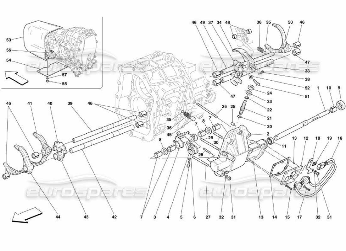 ferrari 575 superamerica controles internos de la caja de cambios: válido para f1- diagrama de piezas