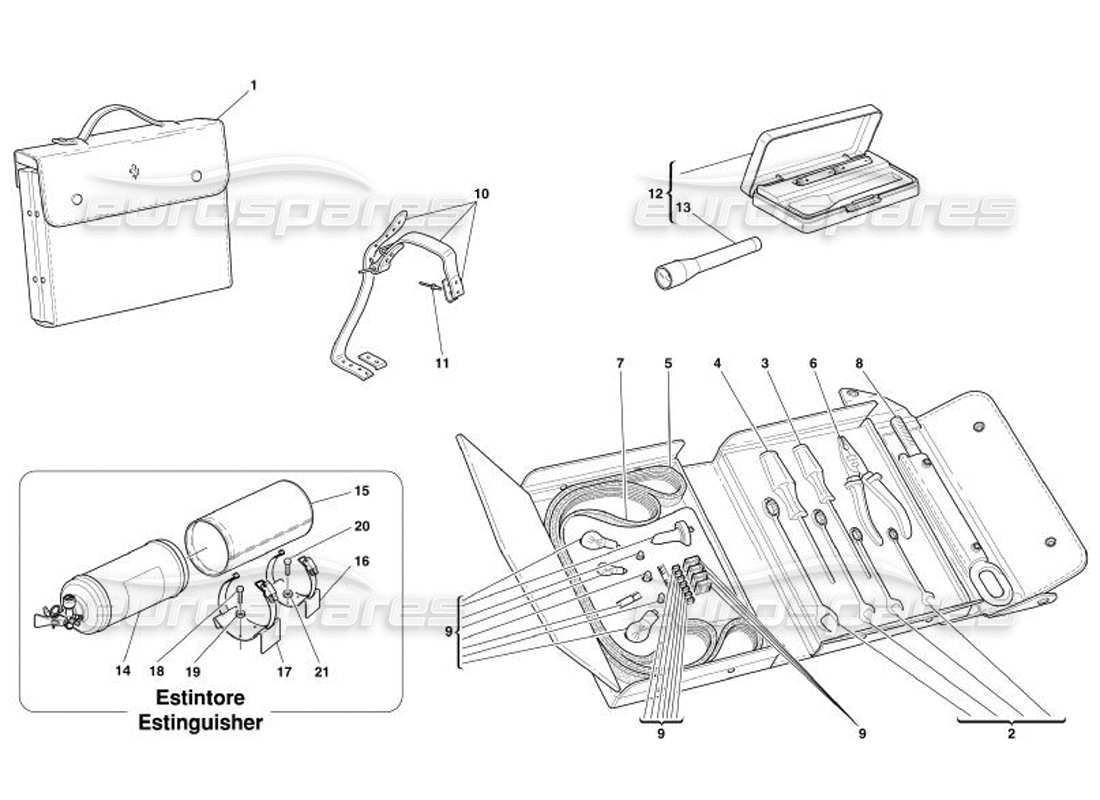 ferrari 575 superamerica diagrama de piezas de herramientas, equipos y fijaciones
