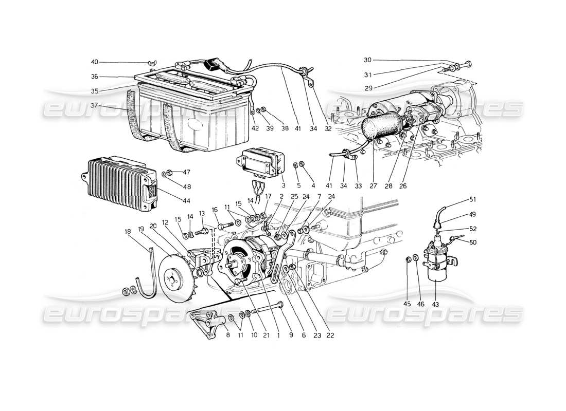 ferrari 365 gt4 berlinetta boxer diagrama de piezas de generación actual (hasta el número de automóvil 18263)