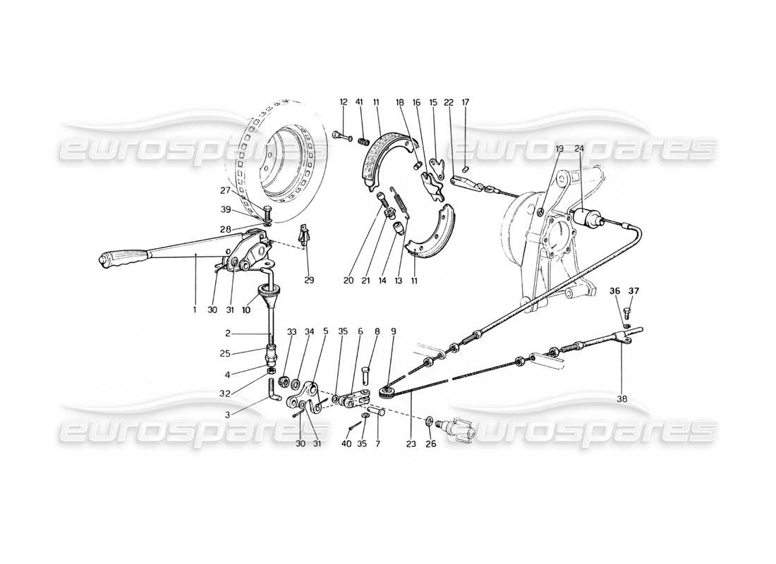 ferrari 400 gt (mechanical) control del freno de mano diagrama de piezas