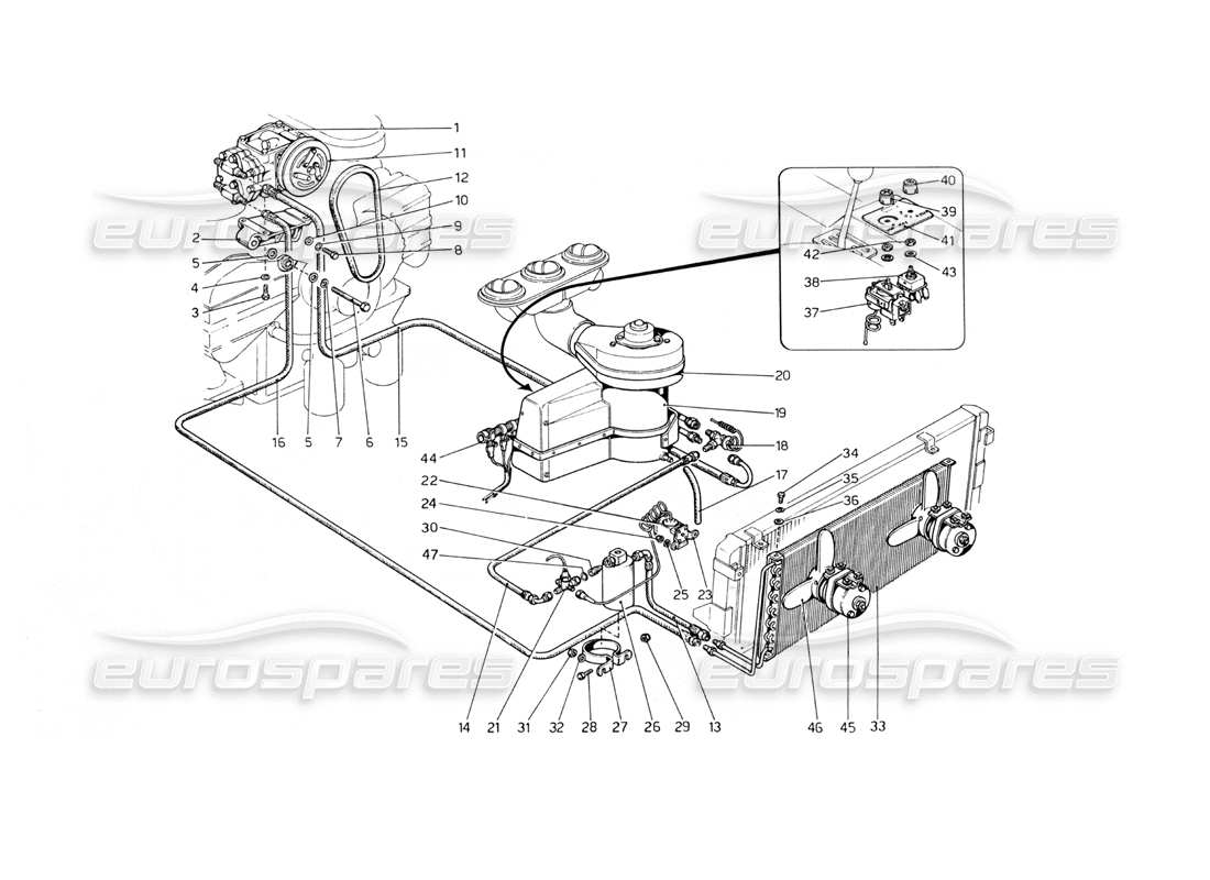 ferrari 365 gt4 berlinetta boxer diagrama de piezas del sistema de aire acondicionado