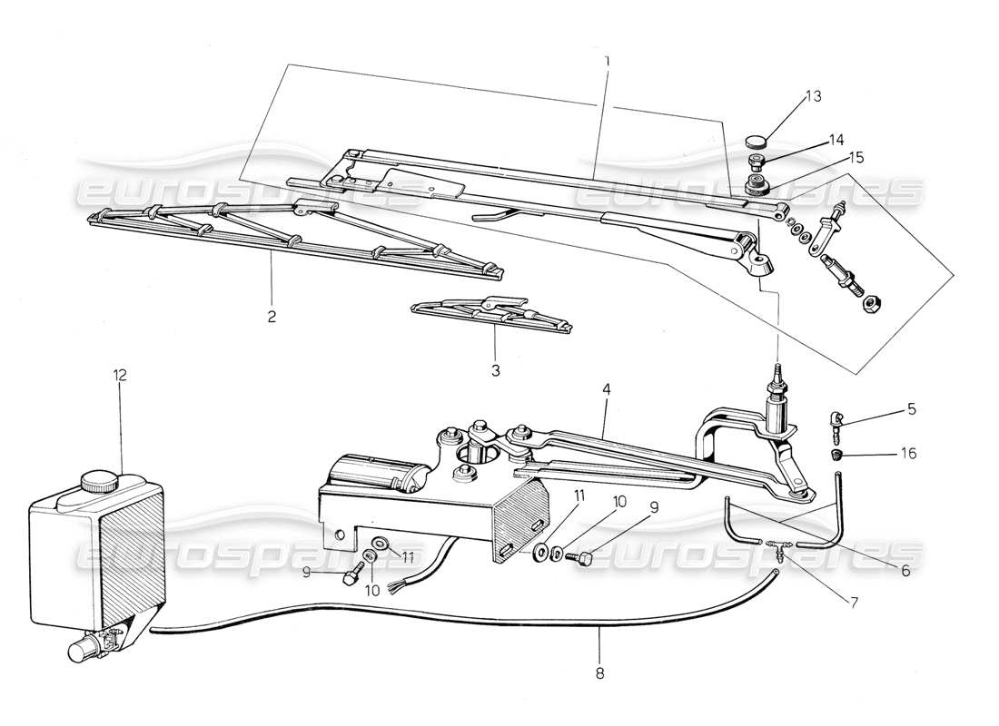 lamborghini countach 5000 qv (1985) limpiaparabrisas diagrama de piezas