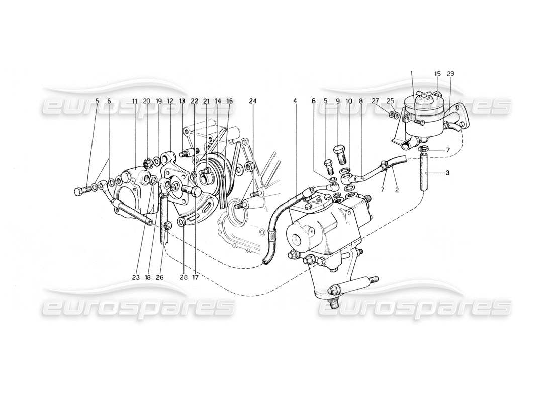 ferrari 400 gt (mechanical) diagrama de piezas del sistema de dirección hidráulica