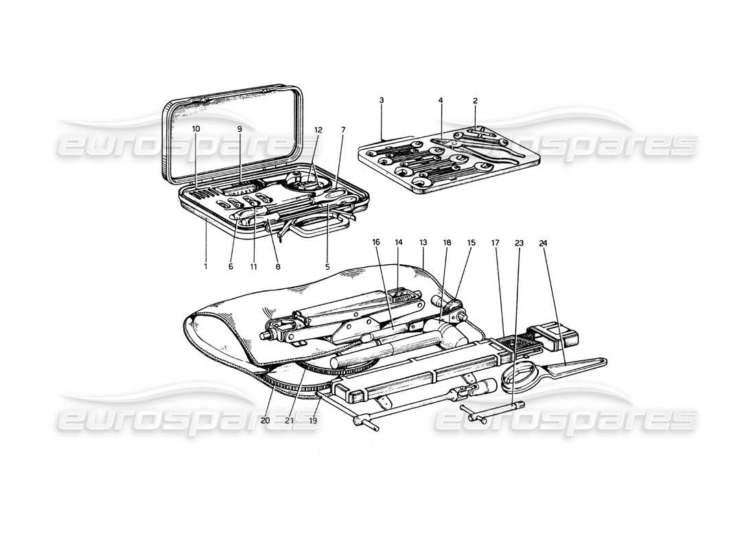 ferrari 365 gt4 berlinetta boxer diagrama de piezas del kit de herramientas