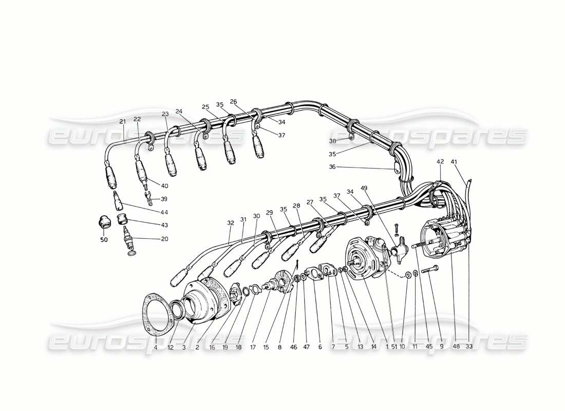 ferrari 365 gt4 berlinetta boxer diagrama de piezas de encendido del motor