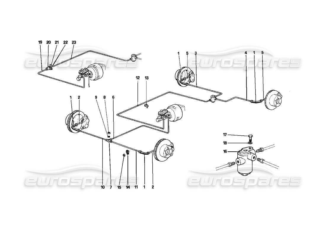 ferrari 412 (mechanical) sistema de frenos diagrama de piezas
