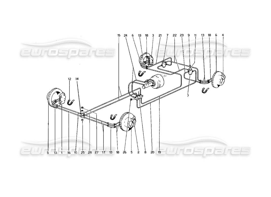 ferrari 400 gt (mechanical) diagrama de piezas del sistema de frenos