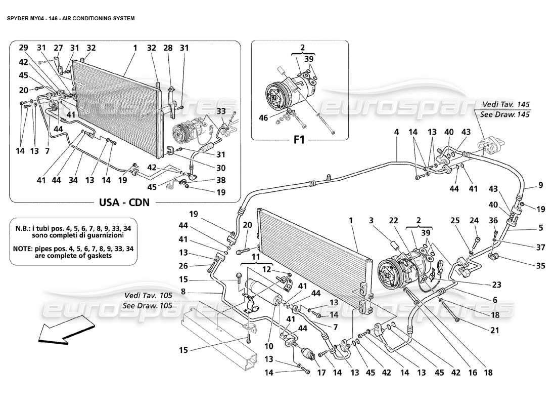 maserati 4200 spyder (2004) sistema de aire acondicionado diagrama de piezas