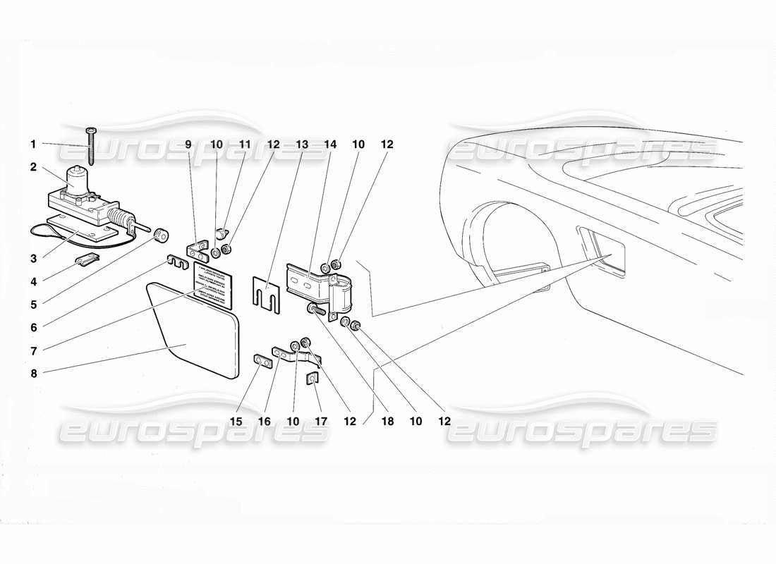 lamborghini diablo vt (1994) fuel cap diagrama de piezas