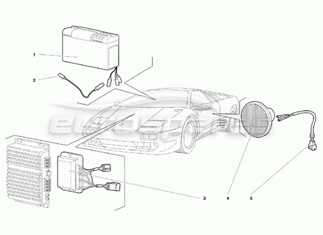 lamborghini diablo vt (1994) diagrama de piezas del aparato de radio (válido para la versión de canadá: 1994 de abril)