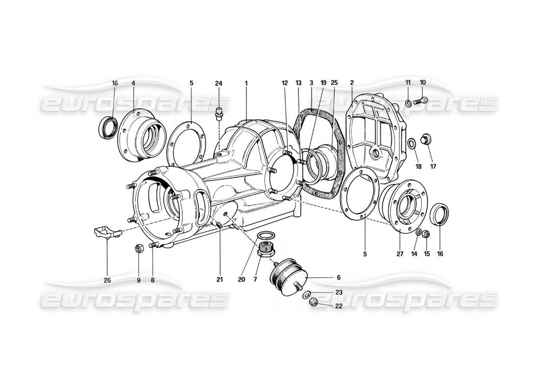 ferrari 400 gt (mechanical) diagrama de piezas de la carcasa del diferencial