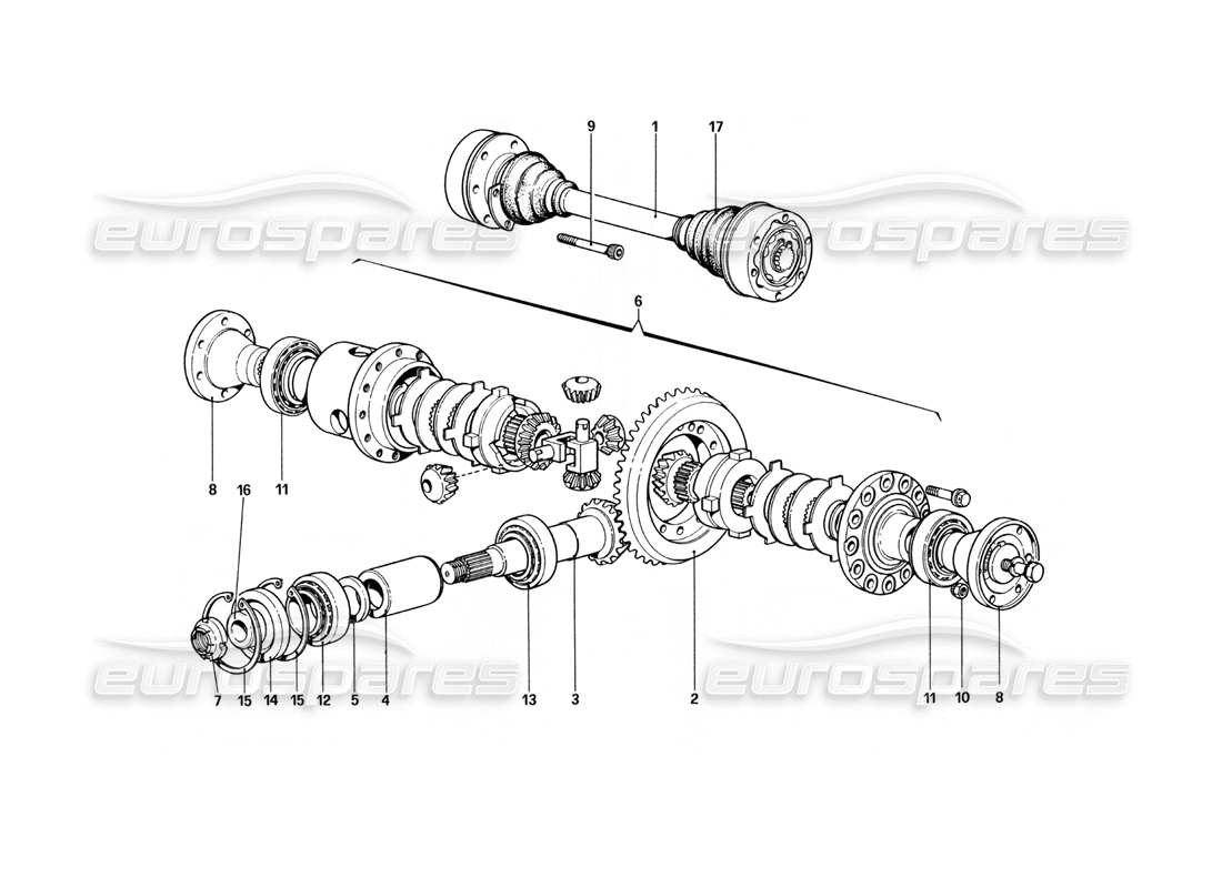 ferrari 400 gt (mechanical) diagrama de piezas del diferencial y los semiejes
