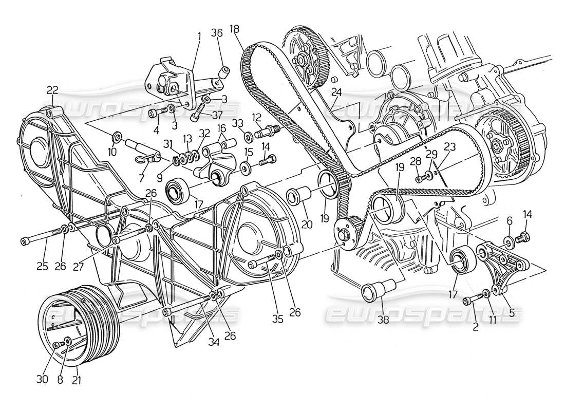 maserati 2.24v diagrama de piezas de control de sincronización