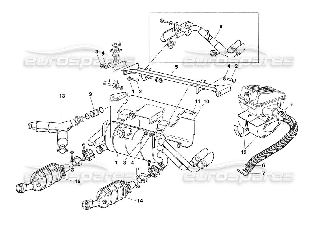 ferrari 355 challenge (1999) sistema de escape - entrada de aire diagrama de piezas