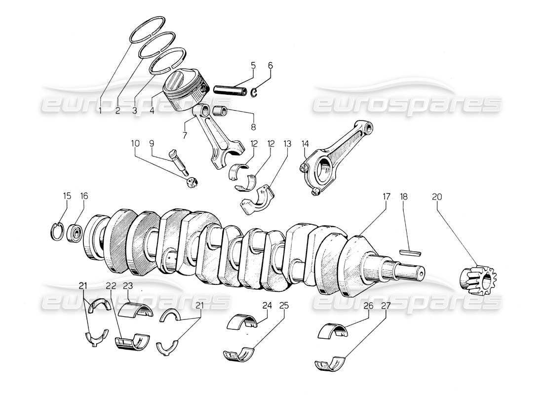 lamborghini countach lp400 cigüeñal diagrama de piezas