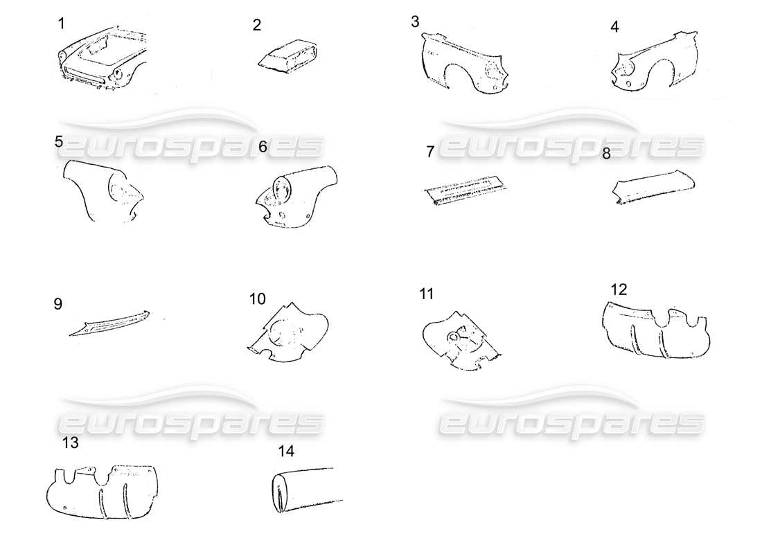 ferrari 250 gt (coachwork) diagrama de la parte delantera del cuerpo
