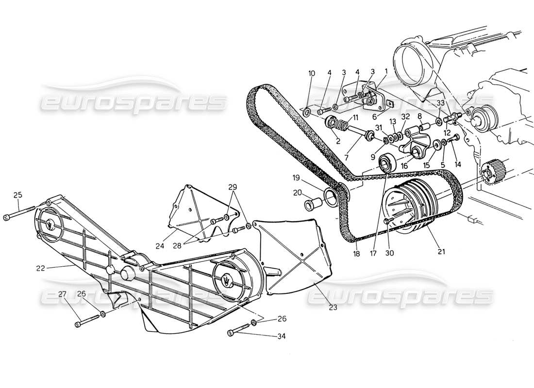 maserati 222 / 222e biturbo diagrama de piezas de control de sincronización