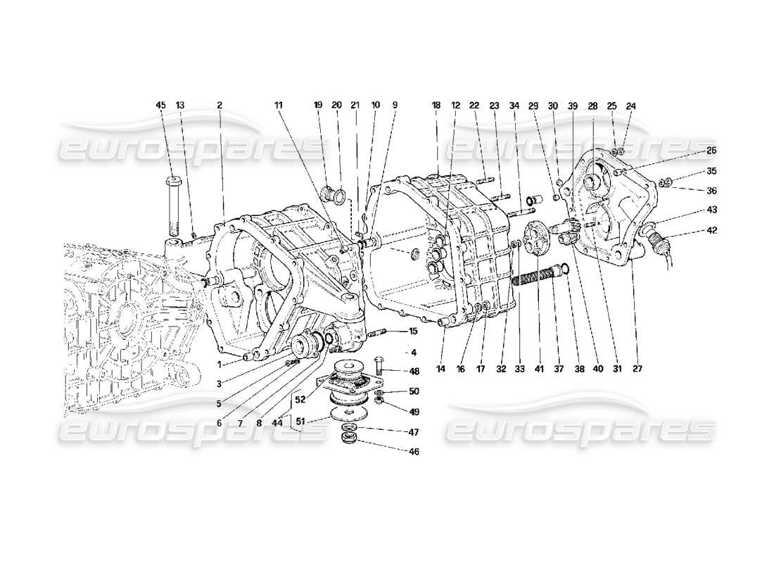 ferrari f40 diagrama de piezas de la caja de cambios