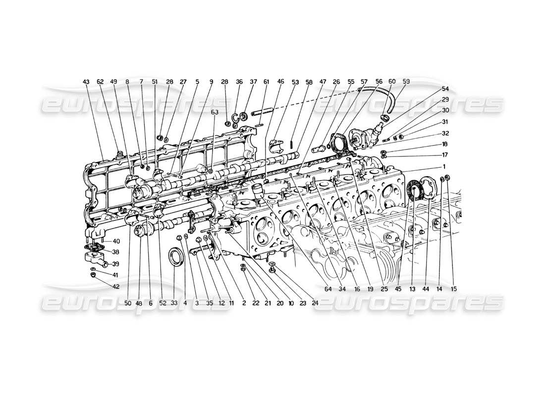 ferrari 365 gt4 berlinetta boxer culata (derecha) diagrama de piezas