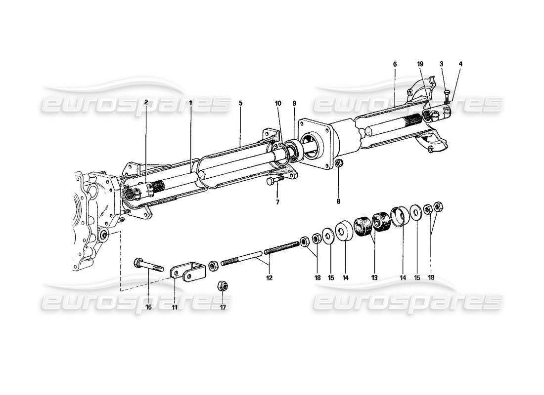ferrari 400 gt (mechanical) diagrama de piezas del eje de hélice