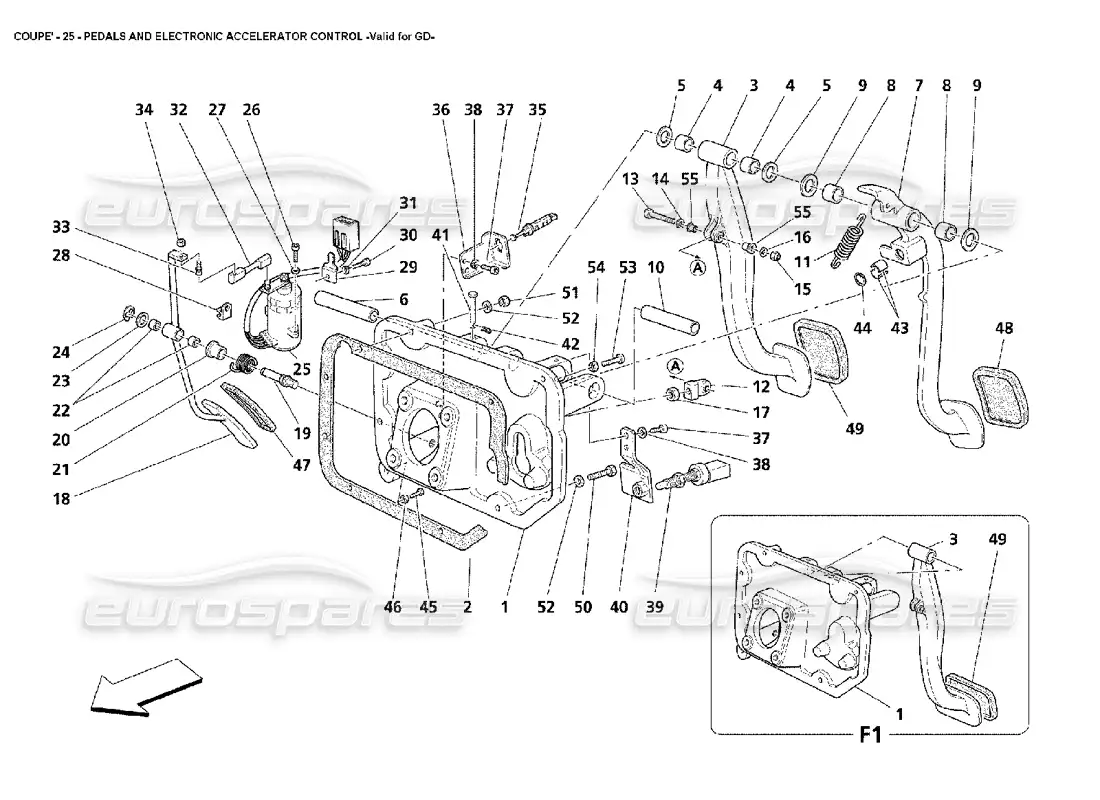 maserati 4200 coupe (2002) pedales y control electrónico del acelerador -válido para gd diagrama de piezas