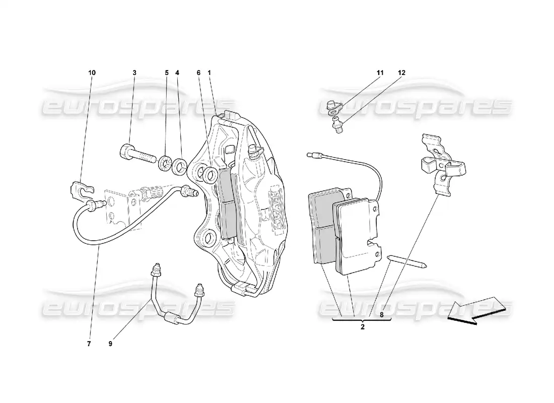 ferrari 550 maranello pinza para freno delantero diagrama de piezas