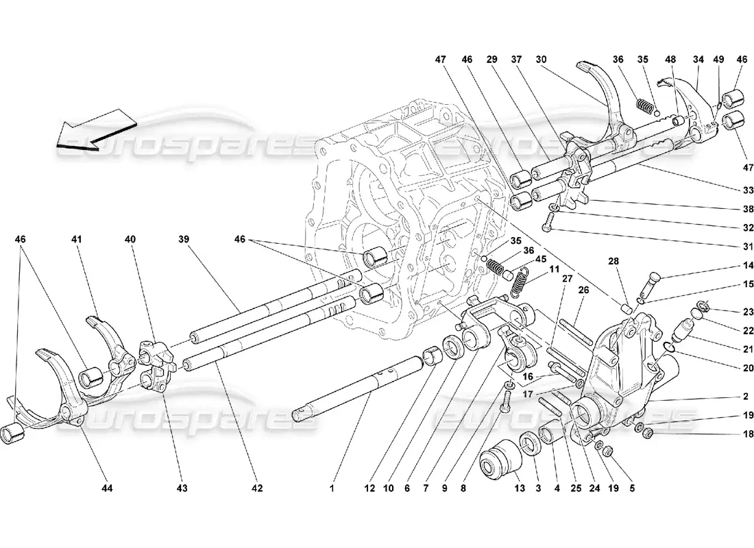 ferrari 550 maranello controles internos de la caja de cambios diagrama de piezas