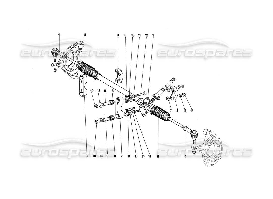 ferrari 288 gto diagrama de piezas de caja de dirección y varillaje