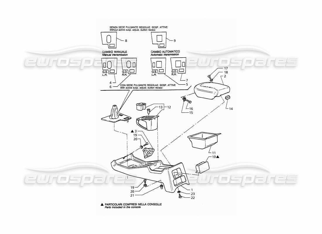 maserati qtp. 3.2 v8 (1999) diagrama de piezas de la consola