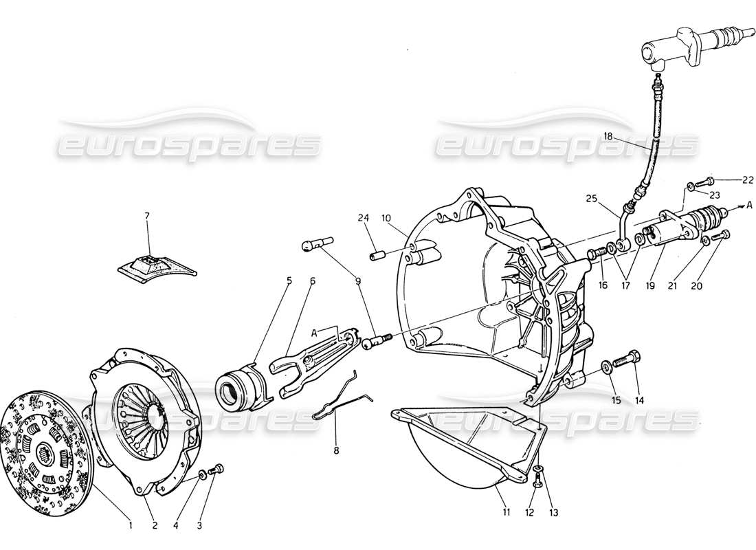 maserati 222 / 222e biturbo embrague diagrama de piezas