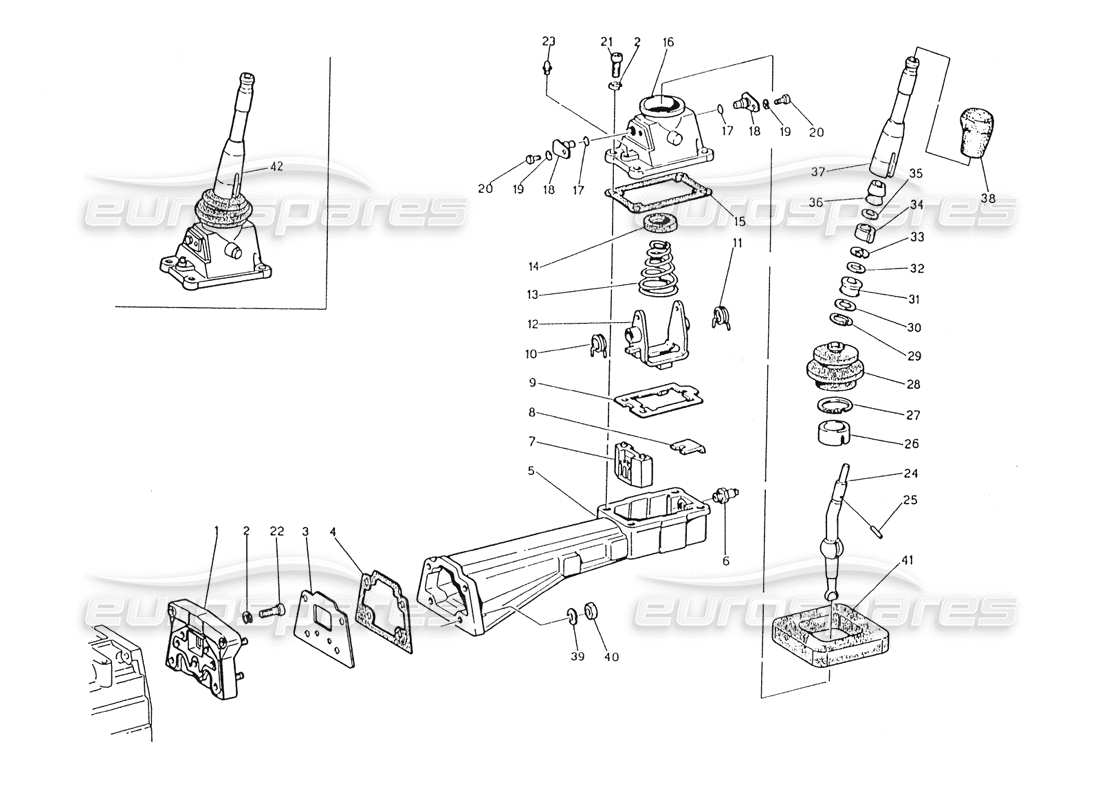 maserati karif 2.8 transmisión - diagrama de piezas de controles exteriores