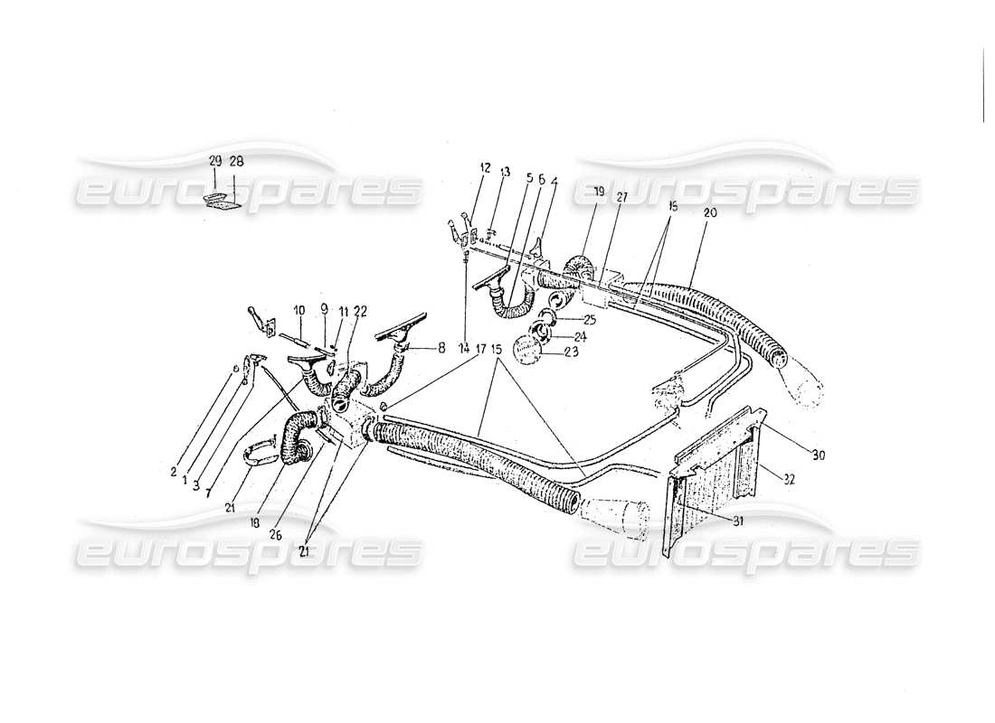ferrari 330 gt 2+2 (coachwork) diagrama de piezas de matriz y tubos de calentamiento interno (edición 1)