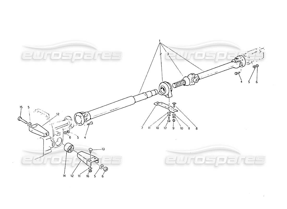 maserati biturbo 2.5 (1984) diagrama de piezas del eje de la hélice y del portador