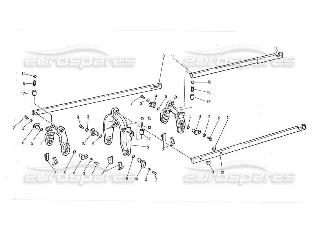 maserati 2.24v transmission - inside controls diagrama de piezas