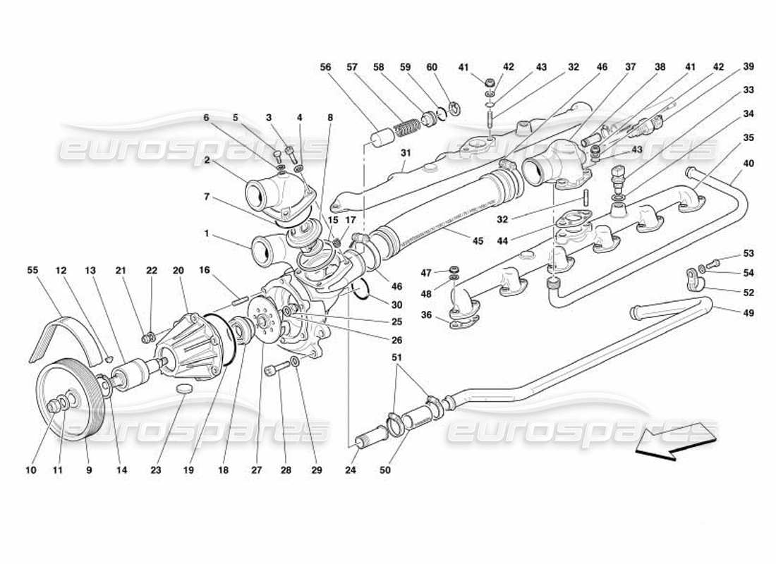 ferrari 550 barchetta diagrama de piezas de la bomba de agua