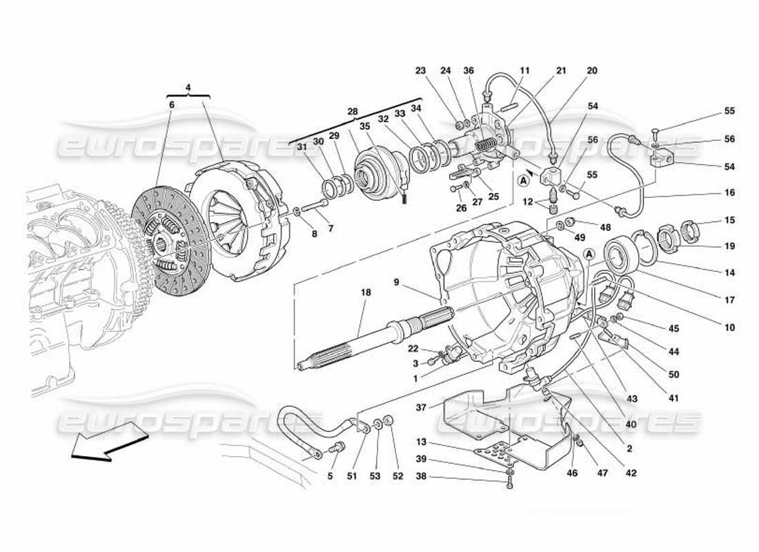 ferrari 550 barchetta embrague - diagrama de piezas de controles