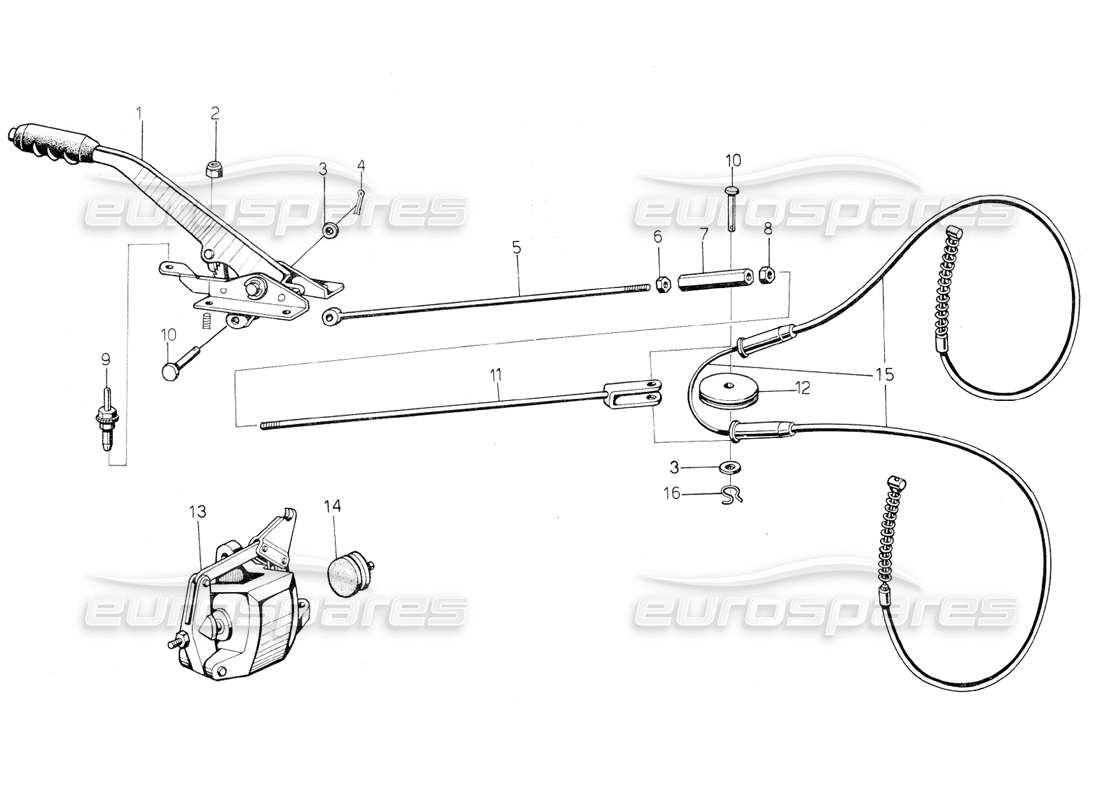 lamborghini countach 5000 qvi (1989) diagrama de piezas del freno de mano